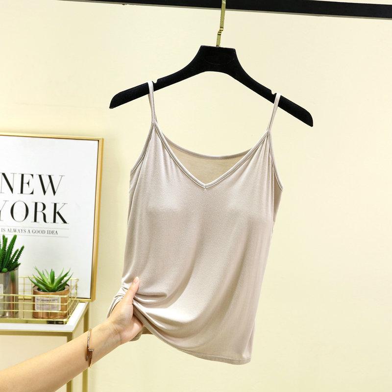 Women's Summer V-Neck Padded Camisole - Slimming Sleeveless Base Layer Top