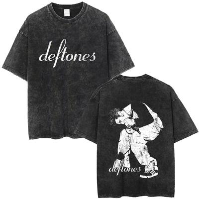 Gewaschenes Vintage Alternative Metal Rock Band Deftones Grafik T-Shirt Herren Damen Retro Gothic Punk Übergroße T-Shirts Streetwear