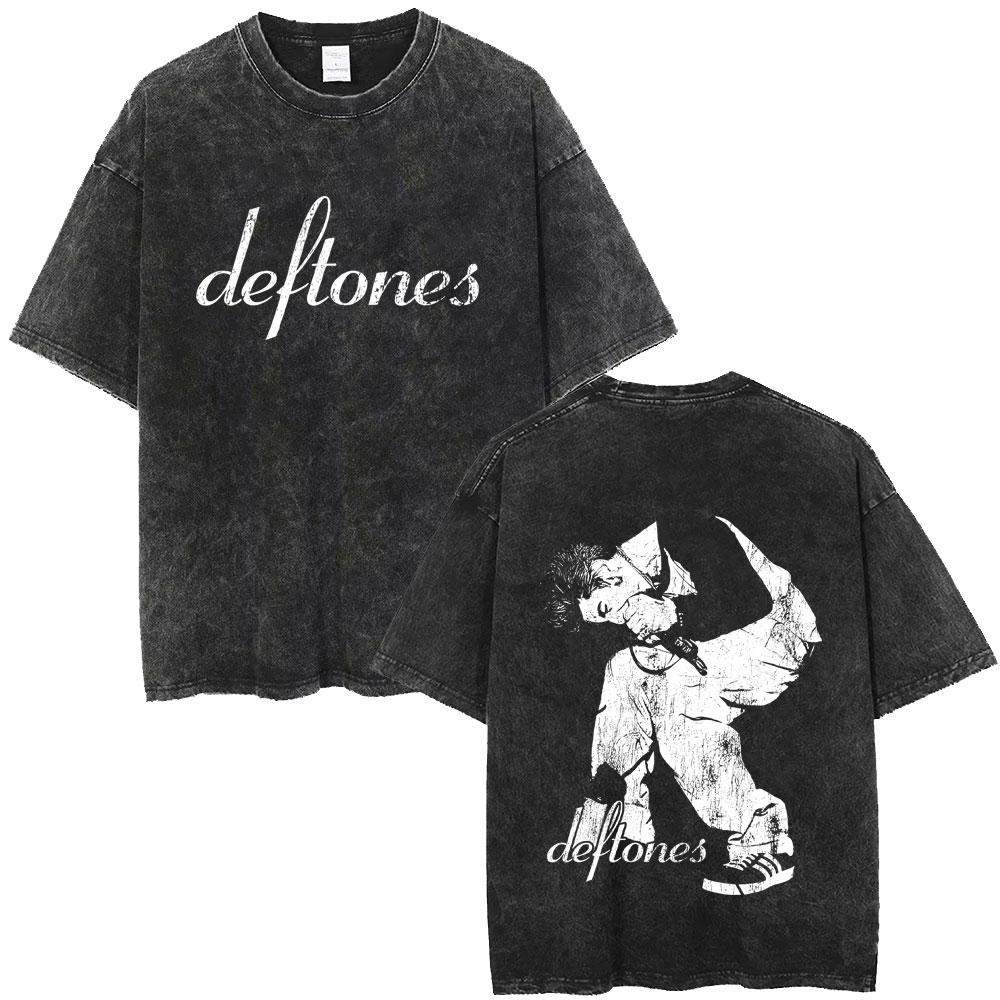 Washed Vintage Alternative Metal Rock Band Deftones Graphic T-shirt Men Women Retro Gothic Punk Oversized T Shirts Streetwear S разноцветный