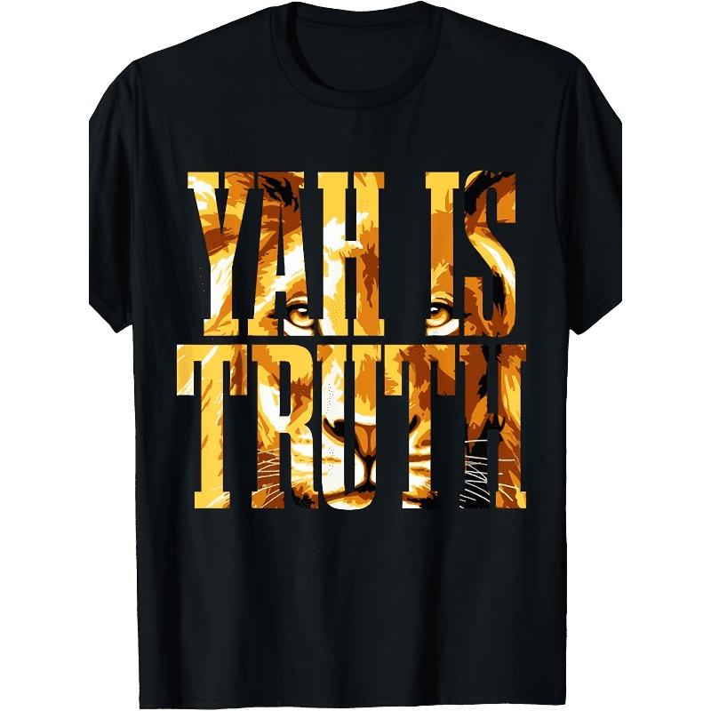 

European sizes Mens T-Shirt - Black & Golden Yahshua Messiah Verse Design, Gift Apparel for Church, Tee Shirts With Sayings,National Day Shirt, 4XL чорний