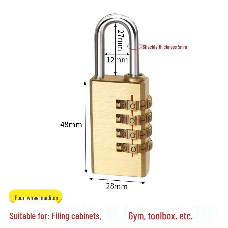 Waterproof Solid Copper Mini Combination Padlock for Suitcases, Dormitory Lockers, and Gym Lockers