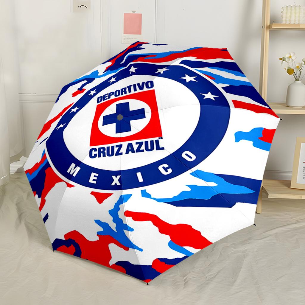 Cruz Azul Football Crest Automatic Umbrella Sturdy 8-Rib Shaft Compact Design for Women/Men Elegant Women's Umbrella Perfect Gift for Friends & Family