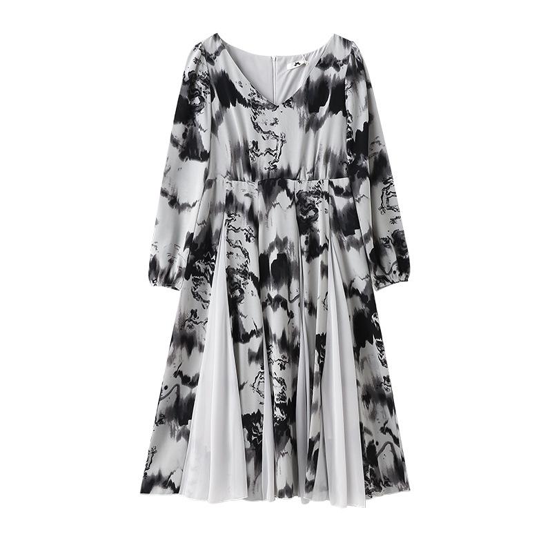 

Платье женское большого размера в традиционном китайском стиле и дизайне, с росписью тушью, — это новый стиль для весны и осени. 6XL