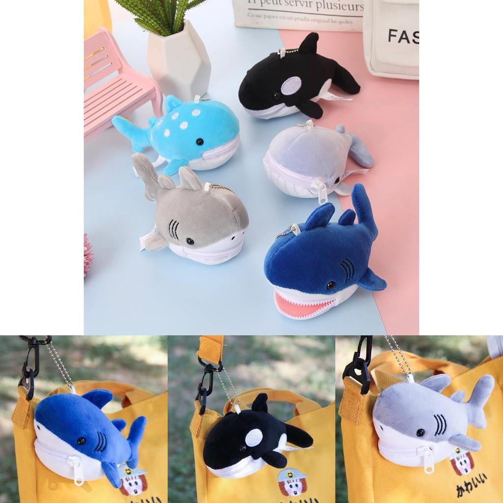 Cute Shark Blue Whale Orcinus Orca Plush Doll Pendant Wallet For Kids Gift And Accessories