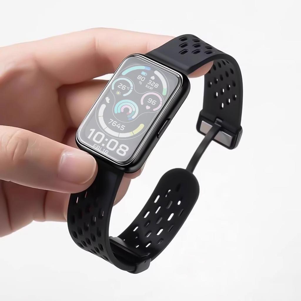 Silicone Magnetic Buckle Mesh Silicone Strap For Huawei Band 11Pro Sport Breathable Watch Band For Huawei Smart Band 11 NFC Replacement Bracelet Loop