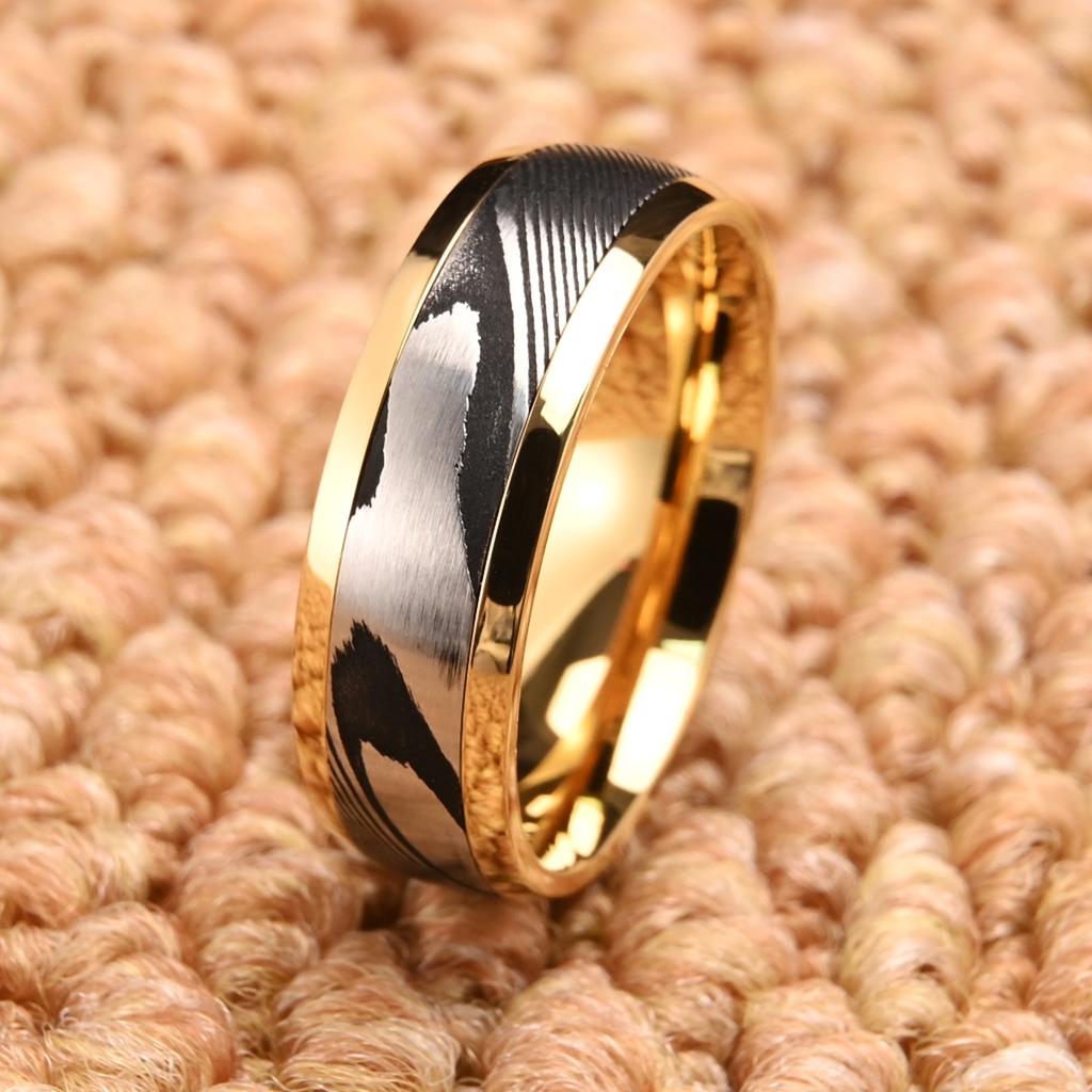 8MM Damaststahlring für Herren Eheringe Verlobungsringe Modeschmuck Geschenke für Ihn
