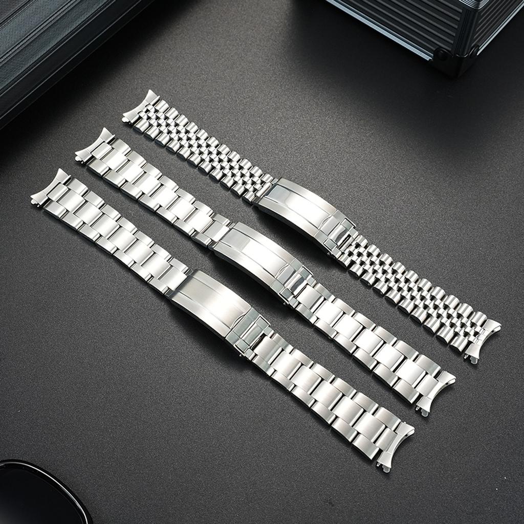 For Seiko Watchband No. 5 Diving Sxns80 Snxs79 Snxs79k Snxs77 Snxs73 Series 19mm Curved End Stainless Steel Strap Folding Buckle