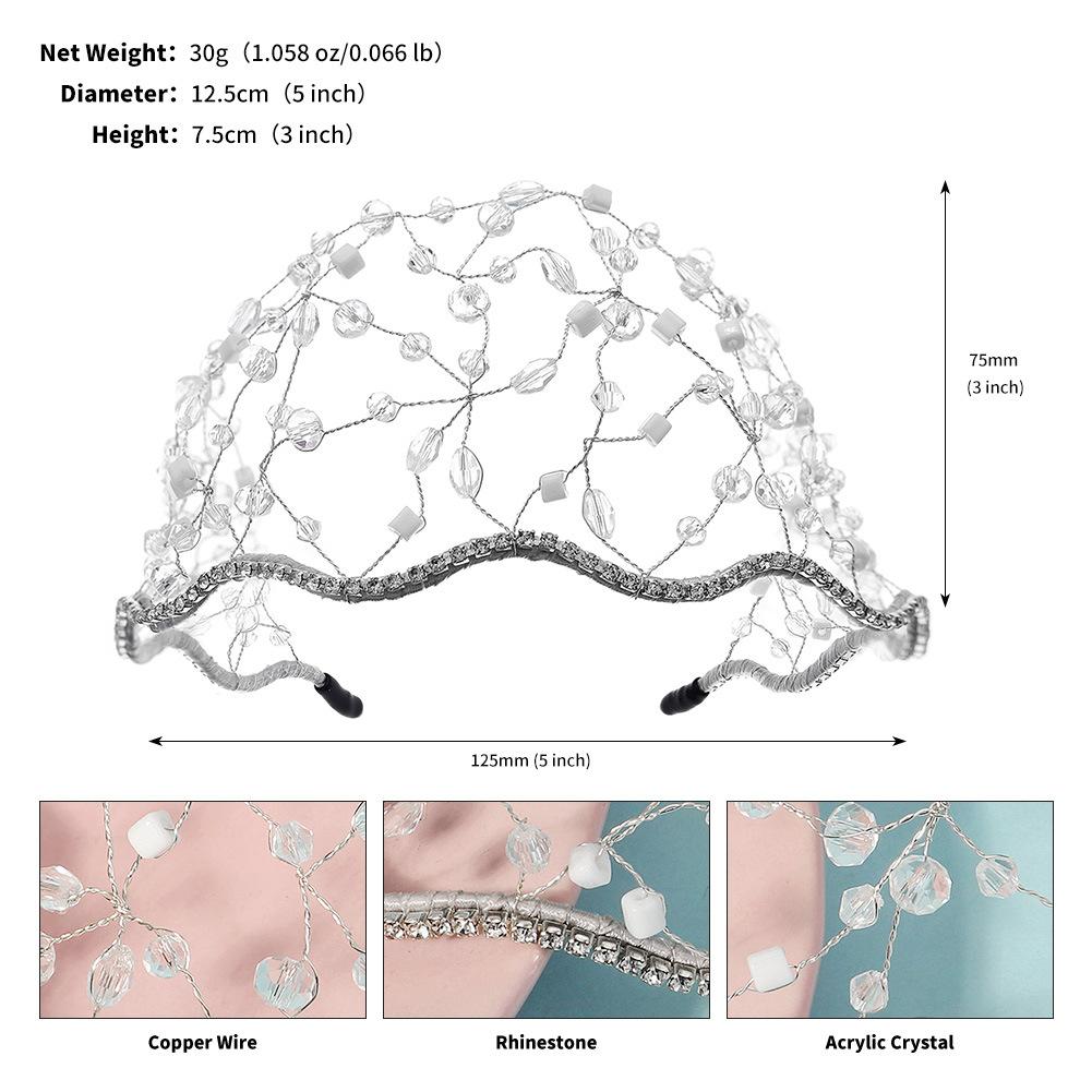Handmade crystal mesh headband wedding prom party accessories high-end retro hair accessories bridal headband women