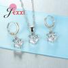 Fast Shipping Top Quality Women 925 Sterling Silver Bridal Romantic Heart Square Crystal Pendant Necklace Earrings Jewelry Set