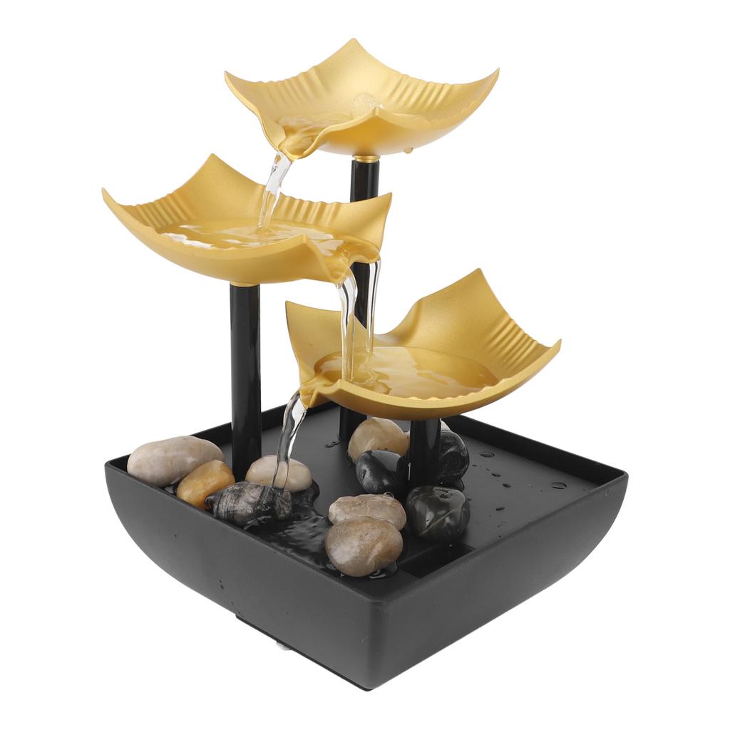 Desktop Fountain Decoration with LED Light USB Powered 3 Tier Waterflow Fountain for Home and Office Tabletop