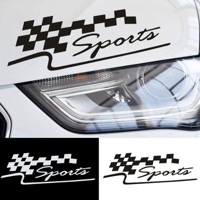 SPORT Letter Checkered Removable Car Racing Flag Auto Sticker Reflective Decal