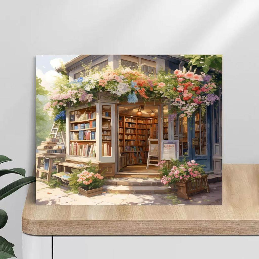 RUOPOTY DIY Malen nach Zahlen für Erwachsene, Rahmen, Blumen-Cottage-Bild, handgemalt auf Leinwand, Acrylfarbe zum Zeitvertreib
