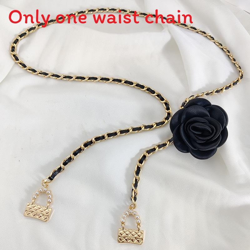 Tea Flower Waist Chain Accessory For Women With Interwoven Metal Chain For Casual Wear