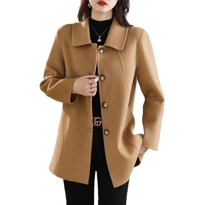 Stylish Woolen Coat with Doll Collar - Regular Fit for Spring, Autumn, and Winter