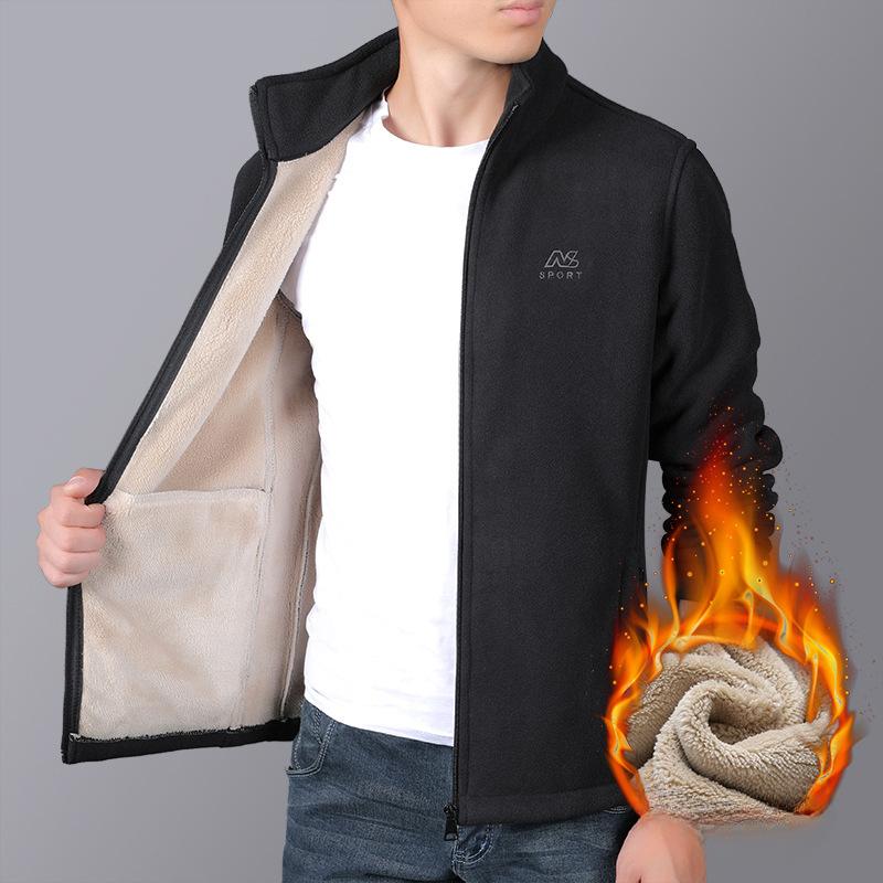 Autunno e Inverno Nuova Giacca in Pile Polare da Uomo in Velluto Ispessito Abbigliamento in Pile Cappotto Caldo da Uomo con Collo Alto Taglia Grande