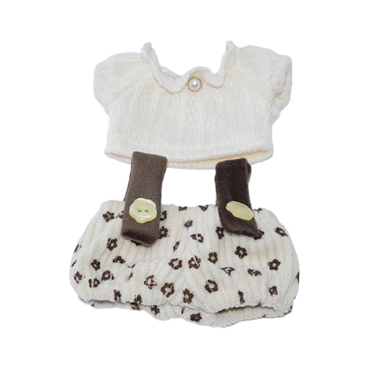 Pretend Play Cotton Doll Costume Fashion Clothes Collection with Top Overalls Garment for 10cm Plush Doll Dressingup