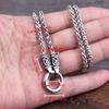 Nordiskt Vikingarune Hänge Halsband med Öppen Rund Lås Rostfritt Stål Kedja och Trä Presentförpackning