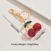 Sweet Cherry Keychain With Green Rhinestone Leaves Gold Color Keychain For Gift - Giving Occasions
