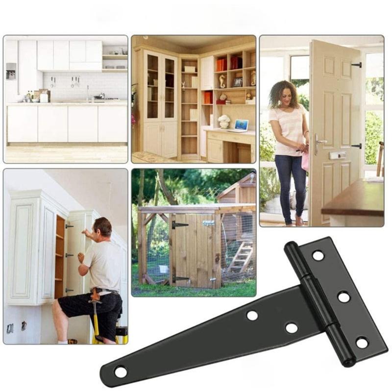 Heavy Duty T Hinges for Wood Door Wrought Iron Gate Hardware Rustproof T Hinges Set Simple Installs for Barns & Sheds