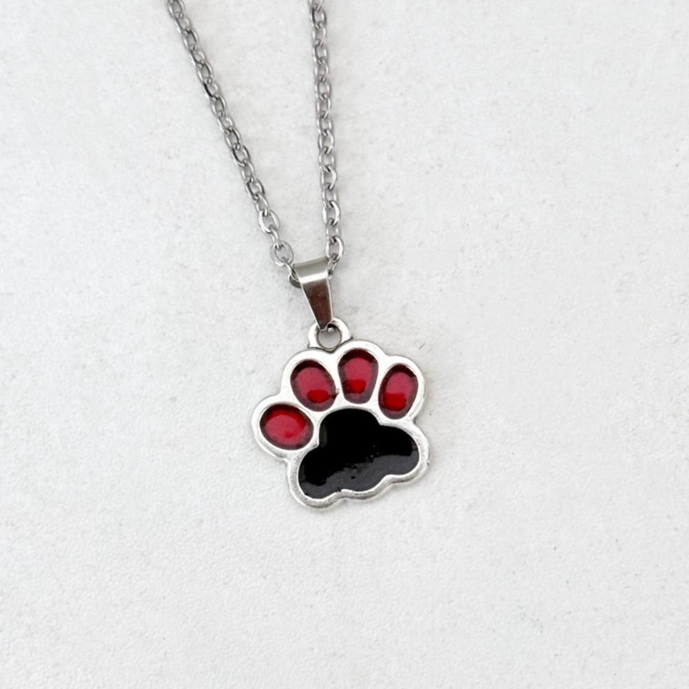 Rock Punk Black Red Drop Glaze Rebellious Meatball Cat Paw Pendant Hoop Earrings Necklace for Women Y2k Spice Girls Jewelry Gift
