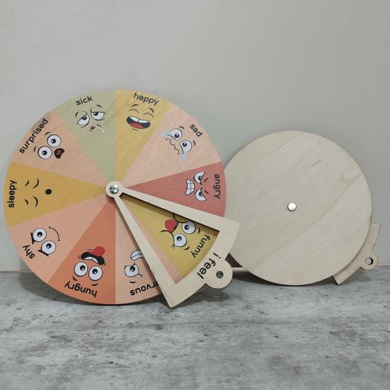 Wooden Feelings Wheel Emotion Regulation Kids Toy Social Emotional Learning Spinner Desktop Decoration Toddlers