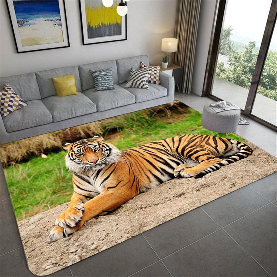 Animal Tiger Living Room Carpet Home Entrance Welcome Door Mat Children's Crawling Playing Soft Pad Bedroom Corridor Decor Rugs