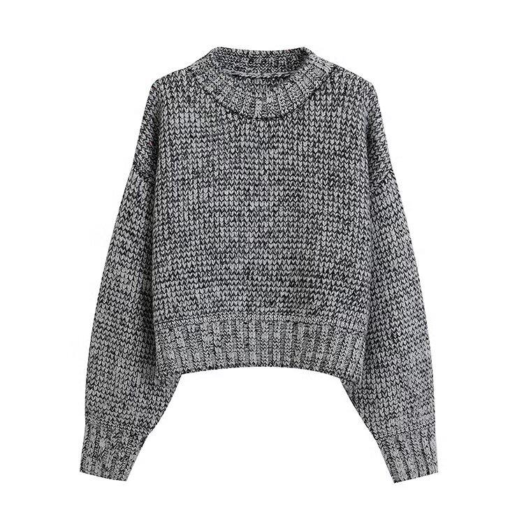 

Пуловер из шерсти ZARZ Classic Colorblock - Универсальная женская мода в европейском и американском стиле One Size серый