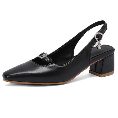 Zapatos de Salón de Tacón Medio Slingback Mujer 2024 Elegantes Punta Cerrada Negro Azul Rojo Nude con Tacón Oficina Boda Zapatos Sandalias de Señora