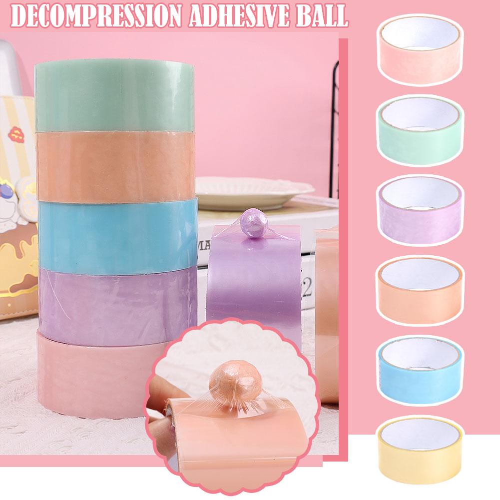 1pc Roll Adhesive Tapes Sticky Ball Tape Colorful Stress Relaxing Sticky DIY Ball Tape Toy For Relaxing Toy Rolling Craft Gift