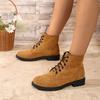 Stivaletti Retro Autunno Nuovi Punta Tonda Scamosciati con Lacci Piattaforma Antiscivolo Resistenti all'Usura Scarpe Singole