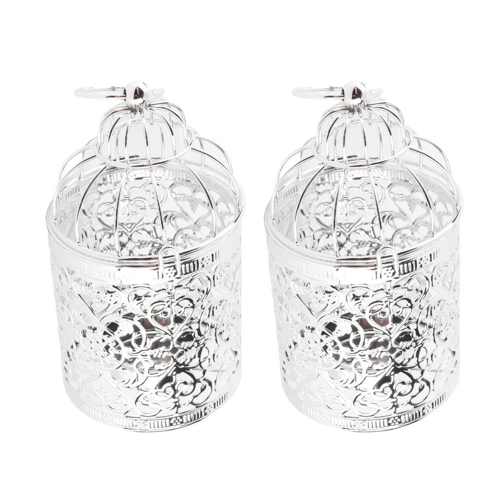 2pcs Hanger Ring Birdcage Candlestick Small Cage Hanging Candle Lantern  Wedding Decoration