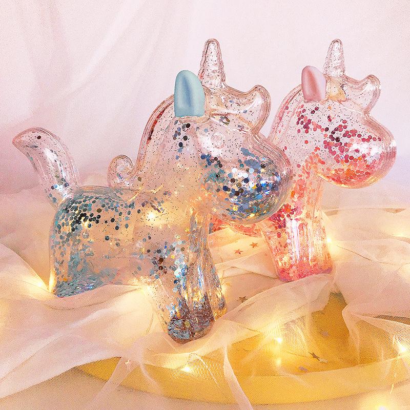 Creative unicorn piggy bank   coin   transparent with sequins souvenir children birthday gift kids WF923