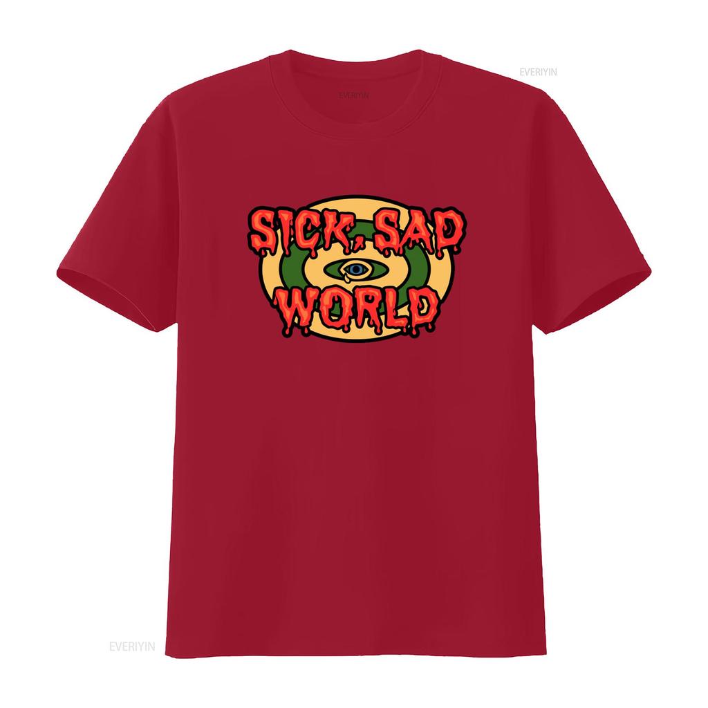 Sick Sad World T Shirt Unique Eye Design for Trendy Fashion Lovers vintage Washed Stretched Unisex Top For Everyday Wear