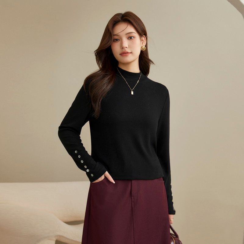 

[Soft and Skin-Friendly Half-High Collar Knitwear] Slimming Plus-Size Women s Clothing, Slimming Base Layer Top for Fat Women, New Winter Style Black 3XL