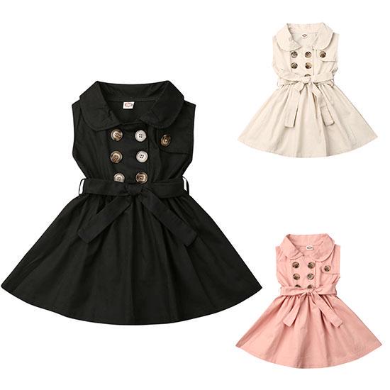 Buy Toddler Girls Baby Girls Doll Collar Sleeveless Double Breasted