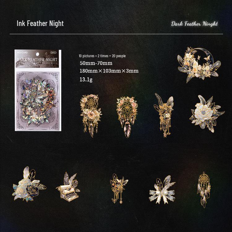 MòMò Ice Crystal 3D Laser Gold Feather Stickers for Journals - Borderless, 8 Styles