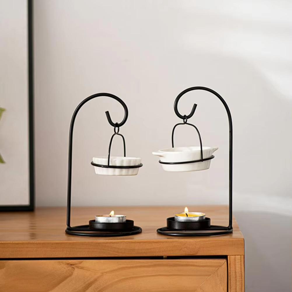 Home Decor Burner Ceramic Essential Oil Burner with Tea Light Candle Holder for Aromatherapy Diffuser Bedroom Office Home