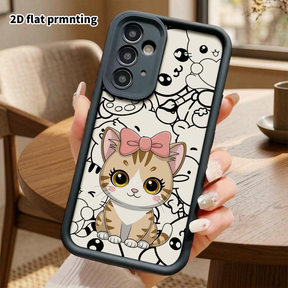 Phone Case: 2D Flat, Fits Samsung Galaxy A34 A35 M05 M06 S20 S22 S21 FE Plus 5G, Tabby Bow, Perfect Christmas and Halloween Holiday Gift
