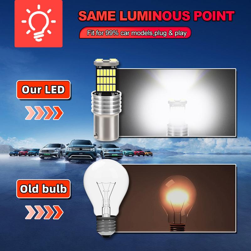 2PCS 21W 6000K LED Reverse Light Car Backup Blubs 1156 BA15S Lamp For Land Rover Defender Discovery Freelander Range Rover Sport