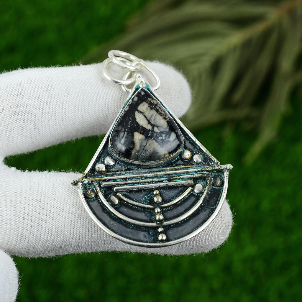 Gift For Her 925 Sterling Silver Natural Picasso Jasper Gemstone Jewelry Pendant