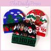 Knit Letters Christmas Cap With Deer Snowflake Pattern For Winter Party Holiday