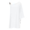 Women's Sexy Off-the-Shoulder One Strap Sloping Shoulder Solid Color Midi Dress
