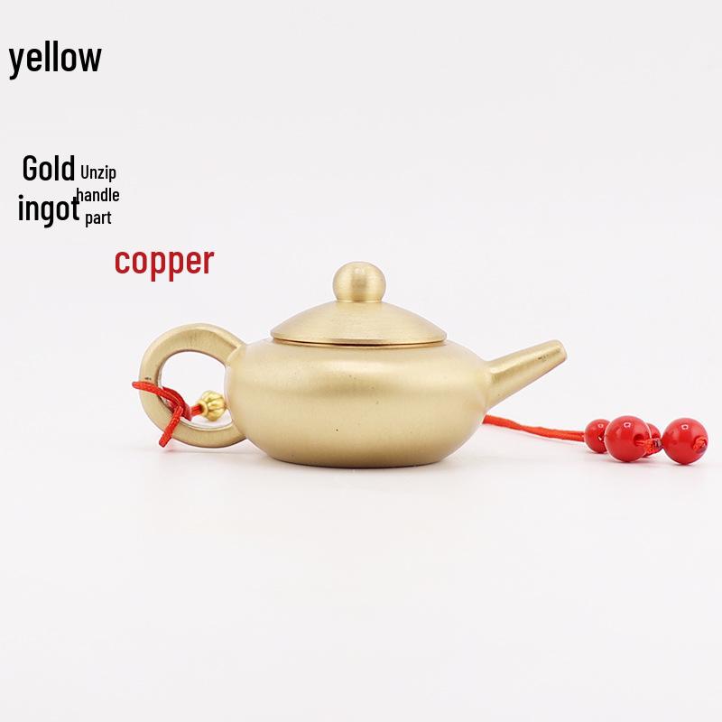 Mini Vintage Brass Teapot Ornament with Exquisite Handle Design