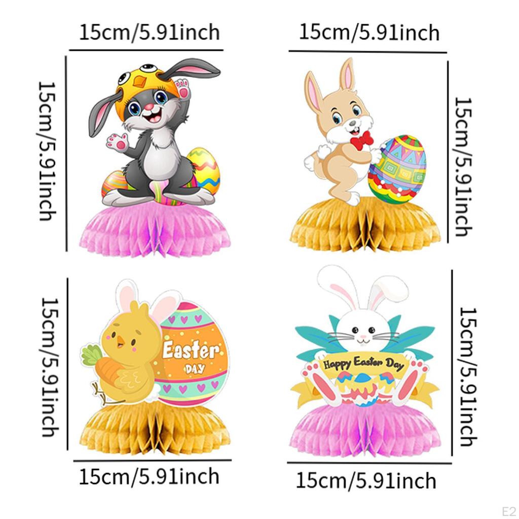 4 Pieces Easter Bunny Decorations Honeycomb Centerpieces Table Ornament Accessory for Spring