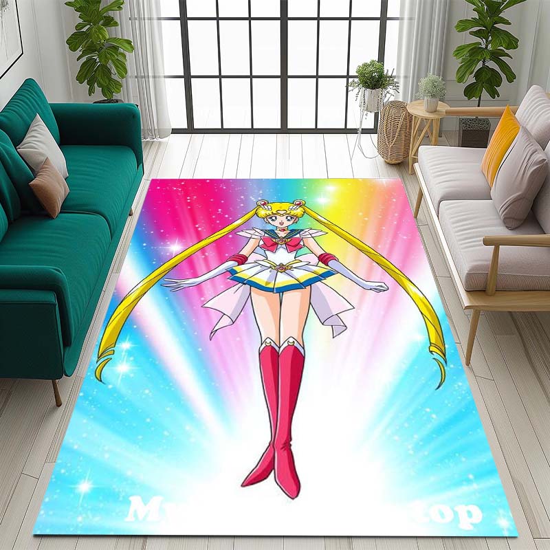 

3D Printed Pretty Guardian Sailor Moon Soft Thickened Flannel Door Mat, Non-Slip Living Room Rug, Home Decor 60x90cm