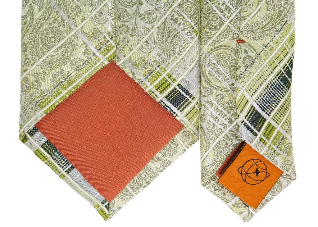 [SIMON CARTER] Simon Carter Paisley Check Silk Tie (Yellow-Green)
