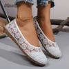 Fashion Summer Lace Hollow Flat Shoes White Low Top Casual Shoes for Women Breathable Mesh Slip-On Sneakers Size 36 43 Ballet Loafers