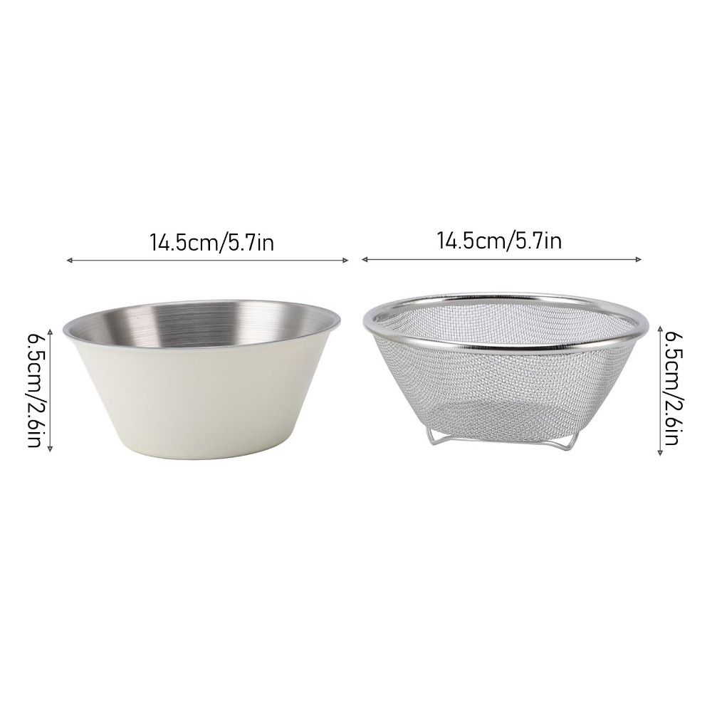 Microporous Structure Rice Strainer Beige Silver Strainer with Bowl Colander with Bowl Meal Prep