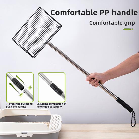 Chicken Poop Scooper 4-in-1 Poultry Litter Scoop with Handle Litter Sifting Shovel for Chicken Coop Pet Waste Cleaning