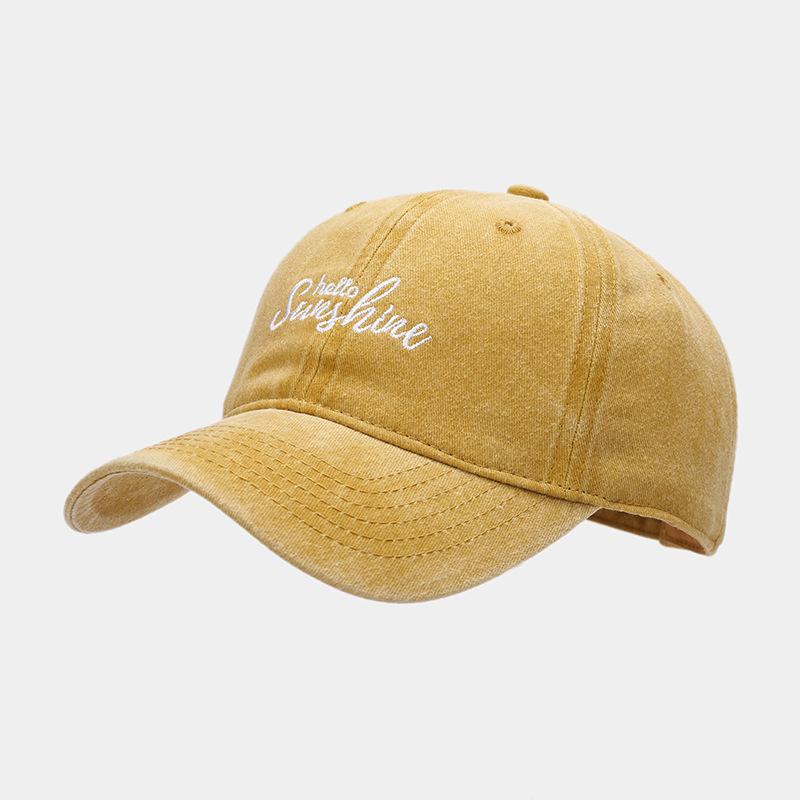 Spring new British retro letter embroidered baseball cap trendy men and women casual washed old soft top cap
